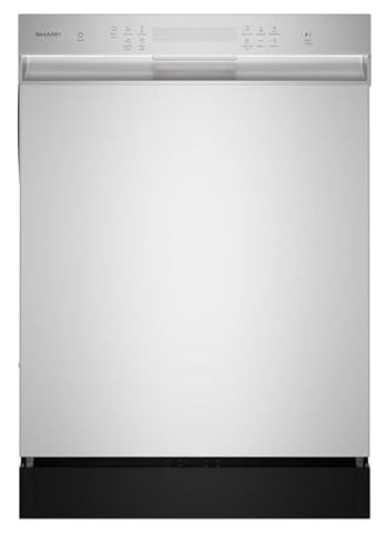 Sharp SDW6504MS Stainless Steel Dishwasher, 24-inch Pocket Handle, 52 dB, Hybrid Tub, 12 Place Settings, 5 Cycles, Heated Dry