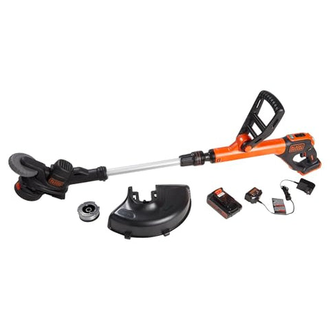 BLACK+DECKER 20V MAX 12 Inch Weed Eater Cordless String Trimmer and Wheeled Edger Lawn Tool with Spool, 2.5Ah Battery and Charger Included, Lightweight, 2 Speed PowerDrive (LST522)