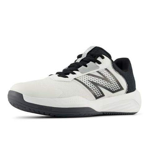 New Balance Women's 696 V6 Tennis Shoe, White/Black, 7.5 W