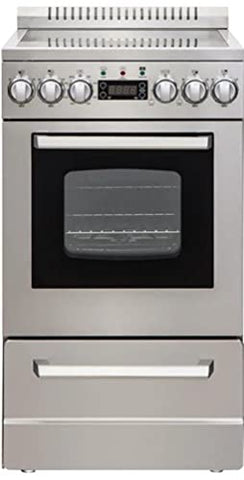 Avanti Electric Range Oven ELITE Series Compact Design, 2-Cu.Ft. Capacity with 4 Coil Burners, Framed Glass Oven Door, Storage Drawer and Broiler with Pan, 20-Inch, Stainless Steel