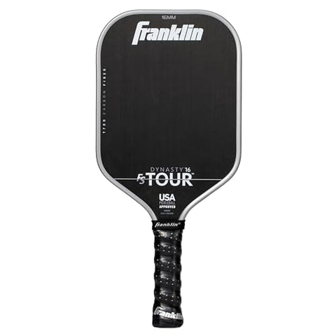 Franklin Sports Pro Pickleball Paddles - FS Tour Series Carbon Fiber Paddles - Official USA Pickleball (USAPA) Approved Rackets - Dynasty Pro Player - 16mm Polymer Core - Gray