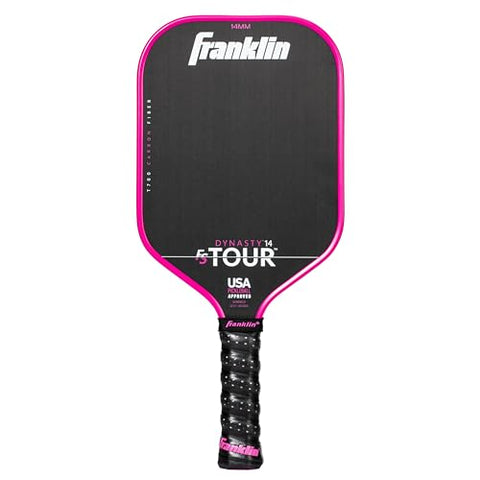Franklin Sports Pro Pickleball Paddles - FS Tour Series Carbon Fiber Paddles - Official USA Pickleball (USAPA) Approved - Dynasty Pro Player - 14mm Polymer Core - Pink