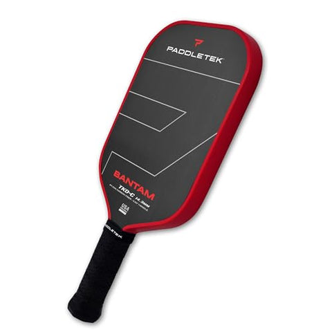 Paddletek Bantam TKO-C 14.3mm Pickleball Paddles with Polymer Honeycomb Core - Unidirectional Carbon Fiber – Torsional Weighting & High Tack Performance Grip - USAPA Approved - 5.25 Inch Handle