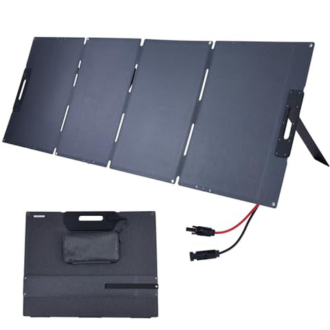 200 Watt Portable Solar Panel for Power Station, Foldable Solar Panel Solar Charger IP65 Waterproof, 200W Solar Panel Power Backup w/3 Kickstands MC4 Cable for Camping RV Blackout Off Grid Outdoor