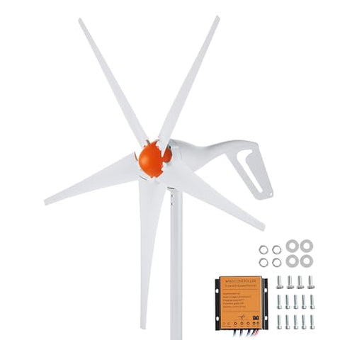 Happybuy 500W Wind Turbine Generator, 12V Wind Power Kit, 5-Blade Wind Generator with MPPT Controller, Adjustable Windward Direction & 2.5m/s Start Wind Speed, Ideal for Home, Farm, RVs, Boats