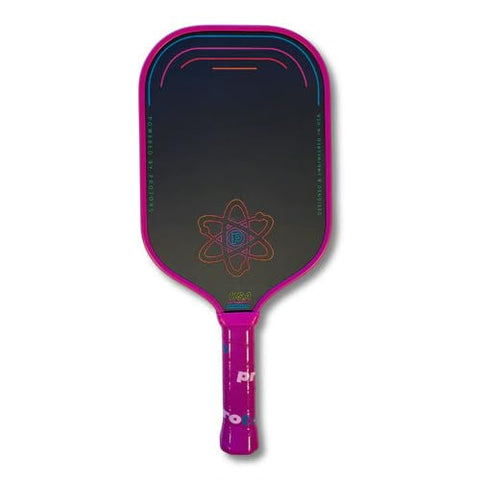Proton Series Three Raw Carbon Pickleball Paddle - Raspberry, Elongated 16.5" Length, 15mm Honeycomb Core, 8.2oz Lightweight for Spin, Control & Power