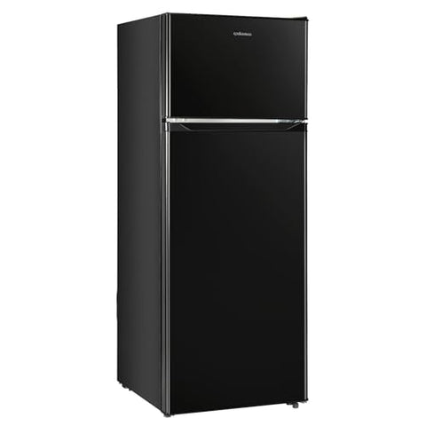 Upstreman 7.7 Cu.Ft. Refrigerator with Freezer, Double Door Fridge, Adjustable Thermostat, Large Capacity, Reversible Door Swing, Refrigerator for Apartment, Office, Dorm, Black(BD75)