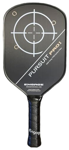 Engage Pursuit Pro1 Pickleball Paddle - Raw Carbon Fiber for Extreme Spin - MachPro Core for Maximum Power & Control, Standard Weight (8.0-8.3 Ounce)