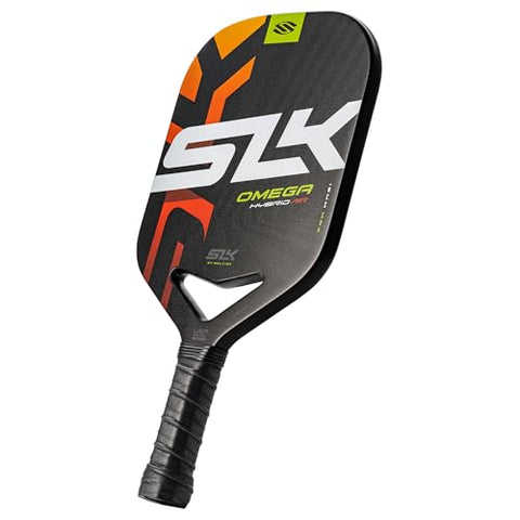 Selkirk Sport SLK Omega Hybrid Air Elongated Pickleball Paddles | Carbon Fiber Pickleball Paddle with Polymer Core | Aerodynamic Open Throat Design for Power and Control | ProSpin+ Texture | Max Ember
