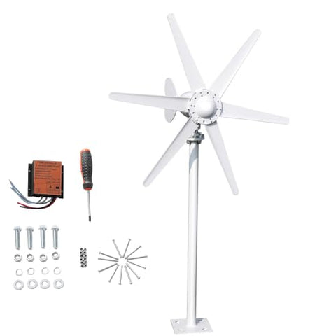 hatleues Wind Generators for Home Use 800W 24V Windmill Generator Kit with 6-Blade Wind Turbines Generator Kit, Electromagnetic Electricity Producer Equipment,Suit for RV, Home White
