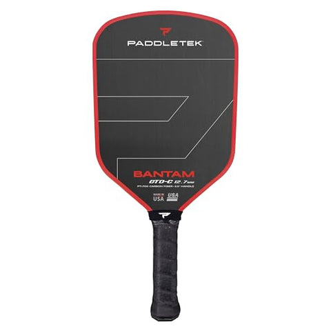 Paddletek Bantam GTO-C 12.7mm Hybrid Pickleball Paddle – Raw Carbon Fiber Face – Aerodynamic Tapered Shape – Polymer Core – 16.25" x 7.75" – 5.5 inch Handle – UPA-A & PBCoR .43 Certified – Made in USA