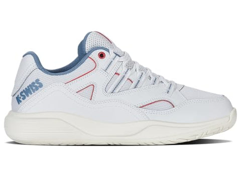 K-Swiss Women's Tura Team Pickleball Shoe, White/Faded Denim/Dubarry, 7.5 M
