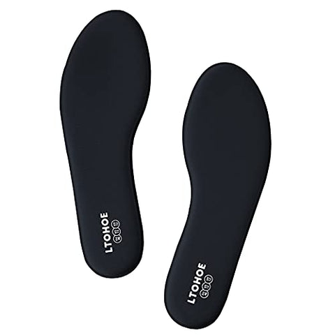 LTOHOE Memory Foam Insoles for Men - Replacement Shoe Insoles for Running, Hiking, Sneaker, Shock Absorbing, Comfort Inner Soles, 8mm Black, US 10