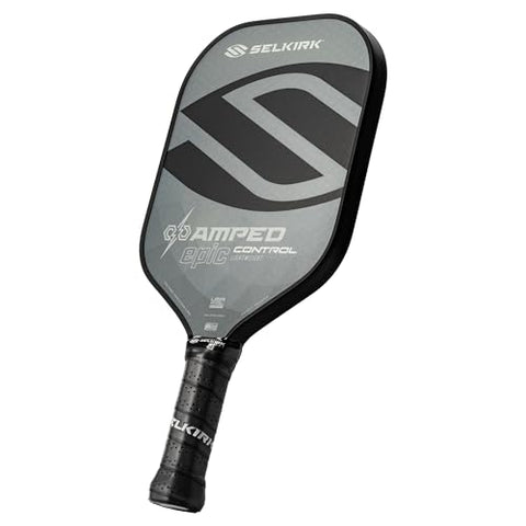 Selkirk Sport Amped Control Pickleball Paddle | Assembled in The USA | Next-Gen FiberFlex+ Face & Ultra Durable Spin Coating | 16mm X5 Core for Unrivaled Precision & Control | Epic Lightweight Gray