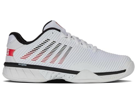 K-Swiss Men's Hypercourt Express 2 Tennis Shoe, White/Black/Mars Red, 13 W