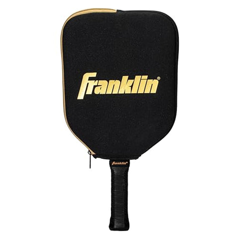 Franklin Sports Pickleball Paddle Cover - Black + Pink Case for Pickleball Paddles - Protective Racket Cover with Hook - Fits Standard Size Rackets -Black/Gold
