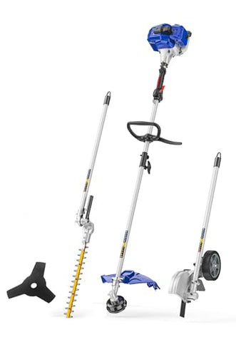 WILD BADGER POWER 26cc Weed Wacker Gas Powered, 4 in 1 String Trimmer, Wheeled Edger, Hedge Trimmer and Brush Cutter Blade, Multi Yard Care Tools, Rubber Handle & Shoulder Strap Included