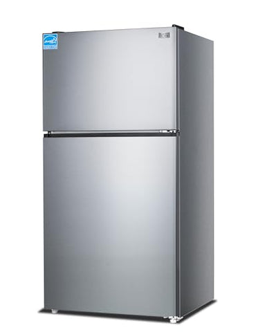 BLACK+DECKER 24 Cu. Ft. Top Mount Refrigerator with Freezer, 2 Door Refrigerator with Top Freezer and Adjustable Temperature Control, Full Size Kitchen, ENERGY STAR, BR2400JS, Stainless Look