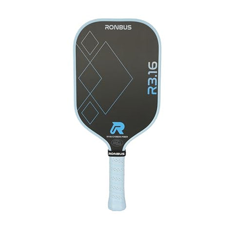Ronbus R1.16/R2.16/R3.16 Raw Toray T700 Carbon Fiber Pickleball Paddle with 16 mm Polypropylene Honeycomb Core (R3.16Blue)