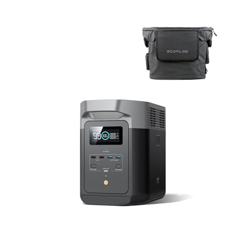 EF ECOFLOW Portable Power Station DELTA 2 with Waterproof Handbag, 1024Wh LiFePO4 Battery, 1800W AC/100W USB-C Output, Solar Generator(Solar Panel Optional) for Home Backup, Camping & RVs