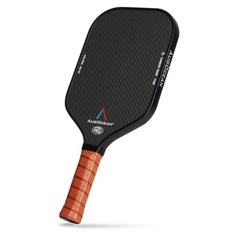 Pickleball Paddle,Pickleball Paddles-3K Raw Carbon Fiber Textured Surface with Great Grit & Spin,T700 Carbon Fiber Racket with Excellent Power,Control & Balance,USAPA Approved (Black-Brown 16mm)