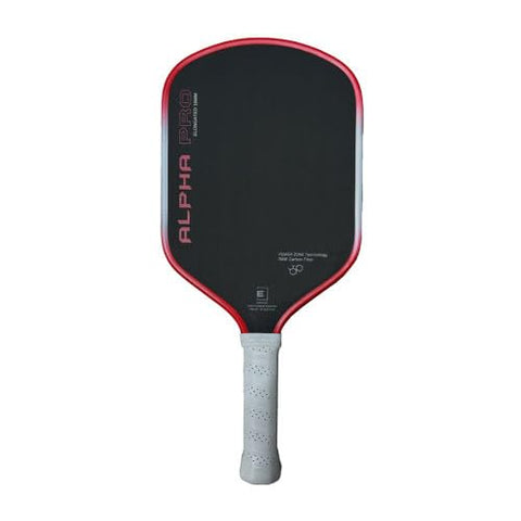 Engage Pursuit Alpha Pro 16mm Pickleball Paddle - Raw Carbon Fiber Face, 8.0 oz Elongated Control Paddle for All-Court Play (Red Flare)