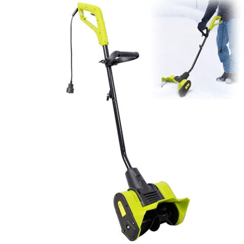 12-Inch Corded Electric Snow Blower, 10 Amp Motor, Lightweight Snow Shovel for Driveways, Walkways & Patios, 120V, Green & Black