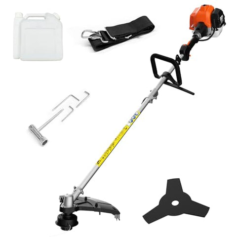 MAXLANDER 26cc Gas Weed Wacker, 2-in-1 Multi Tools, String Trimmer 17-Inch with 10-Inch Brush Cutter, Use 2 Cycle Air-Cooled Engine with Rubber Handle & Shoulder Strap Included, for Mowing Lawns