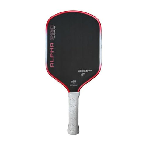Engage Pursuit Alpha Pro 14mm Pickleball Paddle - Raw Carbon Fiber Face, 8.0 oz Elongated Speed Paddle for Aggressive Play (Red Flare)