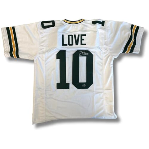 NIKCO SPORTS Jordan Love Autographed Packers Jersey | Beckett Authentication | White Green Bay Signed NFL Autograph Football Collectible Fan Gift Memorabilia with Certificate of Authentication