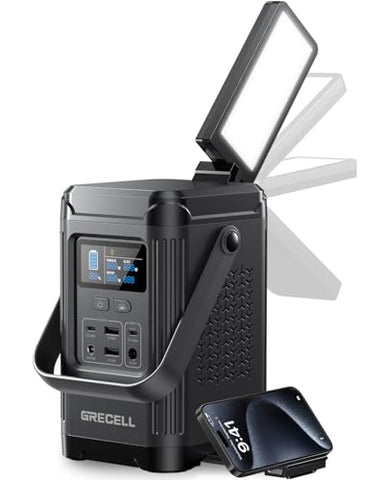 240W Portable Power Station 153.6WH Solar Generator, GRECELL LiFePO4 Battery Dual Way 100W PD, Portable Power Bank with Integrated Stand for Outdoors, Camping, Travel (No Wall Charger Included)