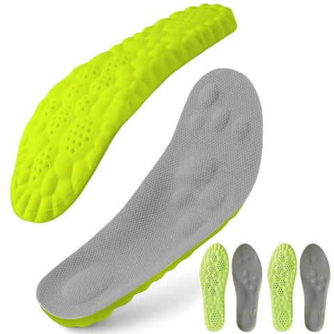 Pickleball Insoles - 2 Pairs of Pickleball Insoles for Men Women, 4D Cloud Arch Support Pickleball Inserts (Green,M11/W12)