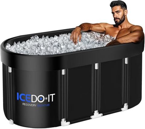 Tomaje Upgrade 129 Gal XL Large Oval Ice Bath Tub for Athletes, Collapsible Cold Plunge Tub-Multiple Layered for Post-Exercise Recovery, Portable Bathtub for Home, Gyms, Indoor, Outdoor use