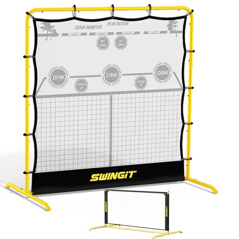 SwingIt Pickleball Practice Rebounder Net 6FT Mini Pickle Ball Net Portable for Outdoor Driveway Backyard and Indoor Garage 2in1 Training Equipment for Dink Volley Tennis Practice Rebounder