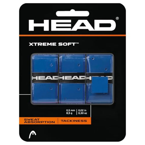 HEAD Xtreme Soft Tennis Racquet Overgrip - Cushioned, Moisture-Absorbing, Non-Slip Feel, Easy Wrap Replacement Grip, 3-Pack, Blue