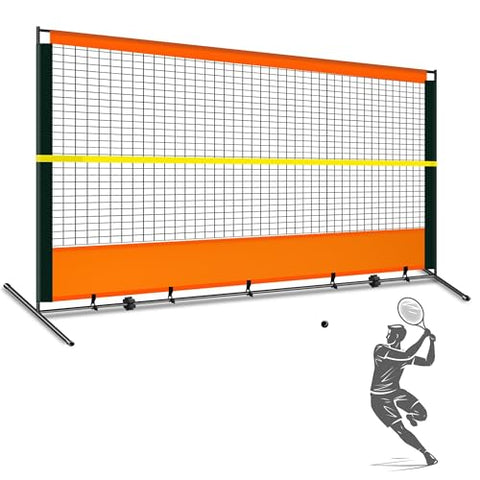 ORIENGEAR Tennis Rebound Practice Wall - 12ft x 6ft Rebounder Net for Racquet Sports, Ball & Pickleball, Training Backboard for Court Backyard and Indoor & Outdoor Use