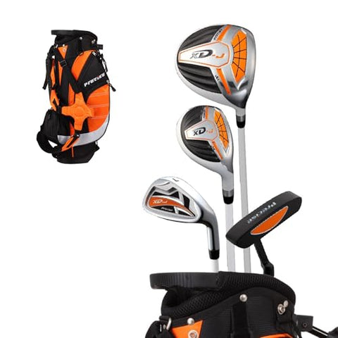 Precise XD-J Kids Golf Clubs Set – Boys’ & Girls’ Junior Golf Set with Lightweight Graphite Shafts, Hybrid, Putter & Stand Bag - Orange Ages 3-5 – Right-Handed