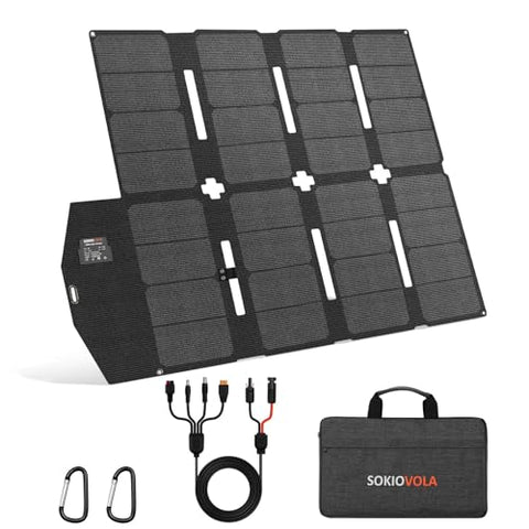 SOKIOVOLA 100W Portable Solar Panel for EF/Jackery/Bluetti/Anker Power Station MC4 Output Lightweight & Compact Foldable Solar Panel Charger Kits IP68 Waterproof for RV Travel Outdoor Activities