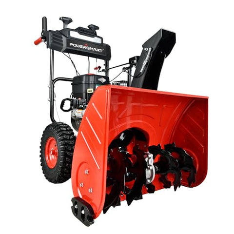PowerSmart 24-Inch Self-Propelled Gas Snow Blower, Powered by B&S 208cc Engine, Electric Start, 13-Inch Snow Tires, Handle Warmer, Two-Stage Snow Blowers with LED Lights