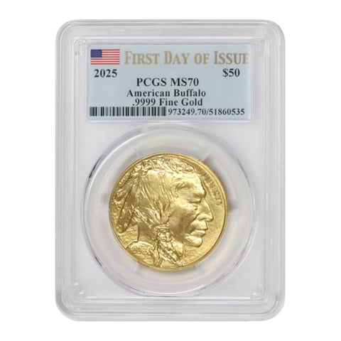 2025 W 1 oz American Gold Buffalo MS-70 First Day of Issue $50 PCGS MS70