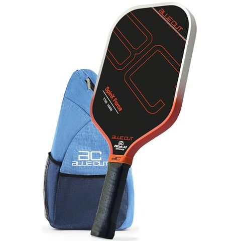 Blue Cut Pickleball Paddle – USAPA Approved Pickleball Paddles Racket with T700 Carbon Fiber, 16mm Honeycomb Core, Spin Surface, Pro Power Speed & Control – Includes Carry Bag