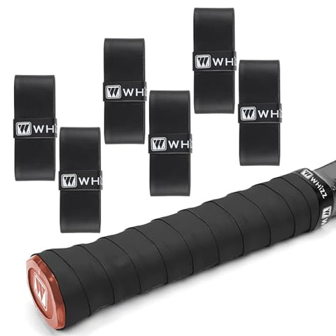 COIDEA Tennis Racket Grip Tape, 6 Pack Precut Anti Slip Tennis Grip Tape, Super Absorbent Dry Feel Tennis Grips Overgrip for Tennis, Pickleball, Black