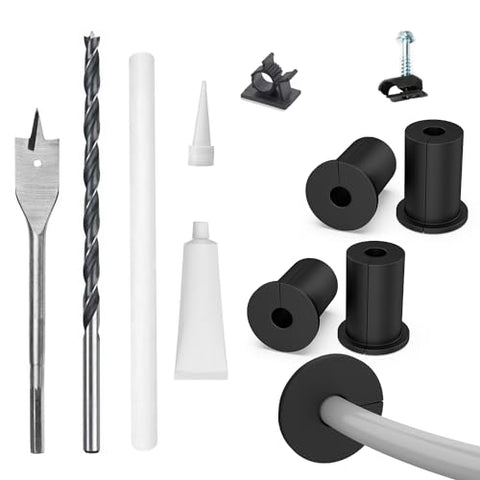 Starlink Cable Routing kit for 3/4inch Wall Hole,4PCS starlink Wall Grommets Accessories for Cables Pass Through mounting kit Including 3/4” Spade Drill bit,Wall Wires cilps and Cable Routing Tool