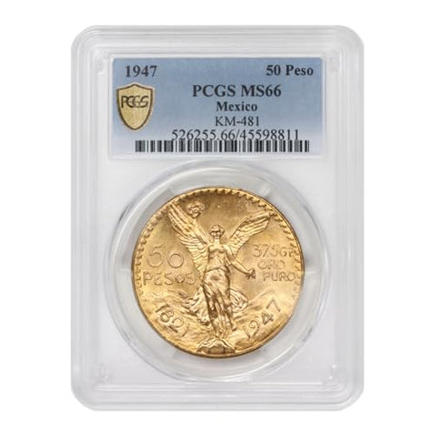 1947 MX Mexican Gold Peso MS-66 50 Pesos MS66 PCGS