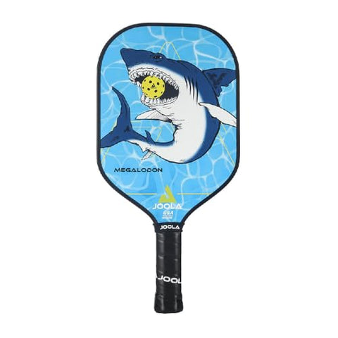 JOOLA Kids Pickleball Paddle - Megalodon Shark Edition - Youth Pickleball Paddle for Children - Lightweight Pickle Ball Racket with Small Grip, Pro Style 12mm Polymer Core & Fiberglass Face