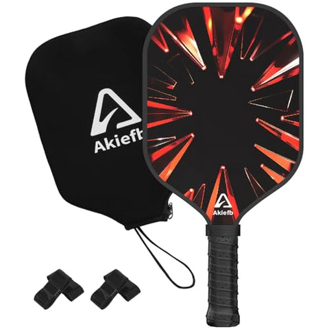 Akiefb Pickleball Paddles, T300 Carbon Fiber Pickleball Paddle with 4 Grip Tapes and a Carry Bag,14mm Polypropylene Honeycomb Core,Ideal Pickleball Training Equipment for Beginners (Flame)