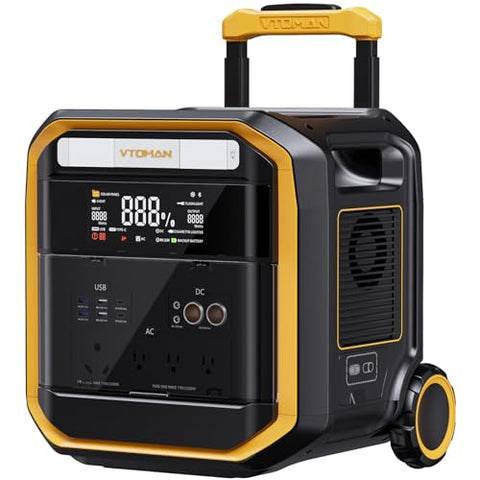 VTOMAN FlashSpeed Pro 3600 Portable Power Station, 3600W 3096Wh Solar Generator with 2Hr Fast Charge, UPS Home Backup & Outdoor Power for Camping, RV, Power Outage, Emergencies (with Wheels)