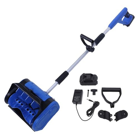 NOENNULL Cordless Snow Shovel, 12 Inch 500W Electric Snow Shovel with Nylon Roller Brush, Aluminum Telescopic Pipe Snow Removal Shovel with 30.5cm Clearing Width 4000mAh Li Battery for