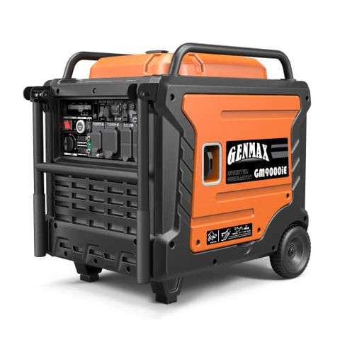 GENMAX Portable Generator, 9000W Super Quiet Gas Powered Engine with Parallel Capability, Remote/Electric Start, Digital Display,EPA Compliant,CO Alarm Ideal for Home Backup Power (GM9000iE)