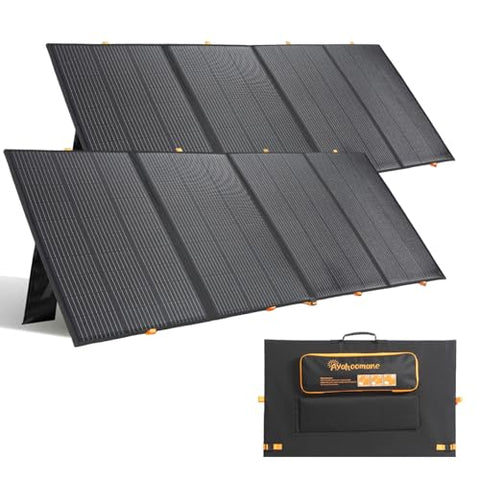 800W Portable Solar Panel,2pcs 400W,Foldable Solar Panel Power Backup,36V Output Solar Charger for Power Station Off Grid Outdoor Activities, RV, Marine,Camping, Solar Generator, IP67 Waterproof